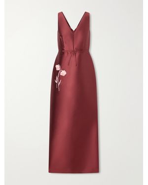 Erdem Bow-Detailed Embroidered Mikado Gown