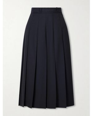 AURALEE Pleated Wool And Mohair-Blend Midi Skirt - Blue