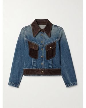 Nili Lotan Brooklyn Suede-Paneled Denim Jacket - Blue