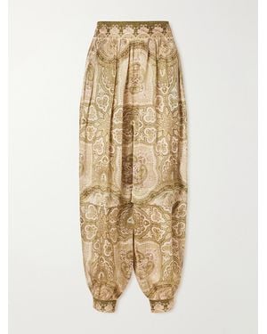 Zimmermann Luna Printed Silk Tapered Trousers - Natural