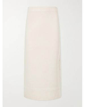 Max Mara Carbone Wool And Cashmere-Blend Midi Skirt - White