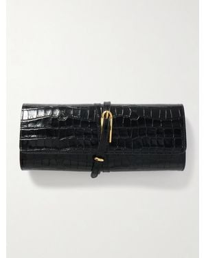 Liffner Belted Croc-Effect Leather Clutch - Black