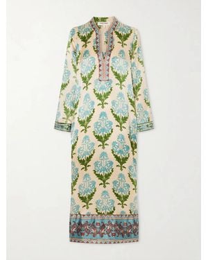 Emporio Sirenuse Jenna Printed Silk-Voile Kaftan - White