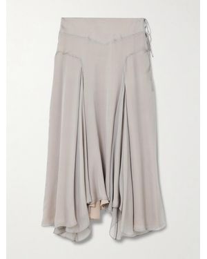 Kallmeyer Alyse Asymmetric Pleated Silk-Chiffon Skirt - White