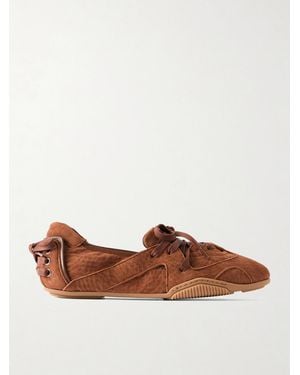 Acne Studios Bilaria Pigalle Leather-Trimmed Suede Sneakers - Brown