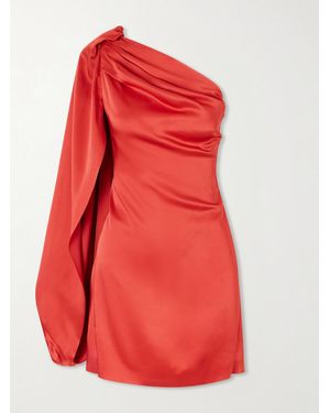 Stella McCartney One-Shoulder Draped Satin Mini Dress - Red
