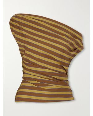 STAUD Phare Striped Cotton-Blend Poplin Blouse - Green