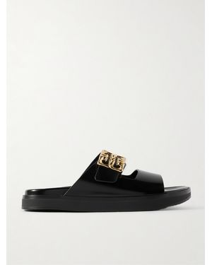Givenchy Dad Glossed-Leather Sandals - Black
