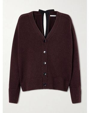 Maria McManus Open-Back Bow-Detailed Cashmere And Cotton-Blend Cardigan - Violet