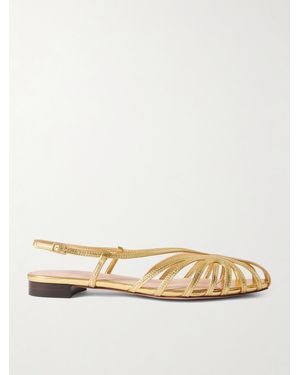 Loeffler Randall Devon Metallic Leather Sandals - Natural