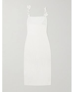 ANDRES OTALORA Petalos Embroidered Linen Midi Dress - White