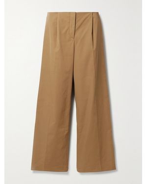 Interior The Leila Embroidered Woven Wide-Leg Trousers - Natural