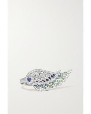 Garrard Wings Embrace Peacock 18-Karat Multi-Stone Ring - White