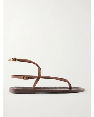 K. Jacques Abako Nubuck And Leather Thong Sandals - Natural