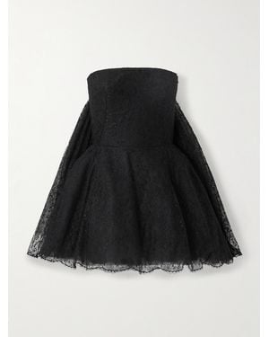 Givenchy Strapless Cape-Effect Lace Mini Dress - Black