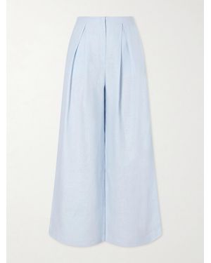 ANDRES OTALORA Naces Pleated Linen Wide-Leg Trousers - Blue