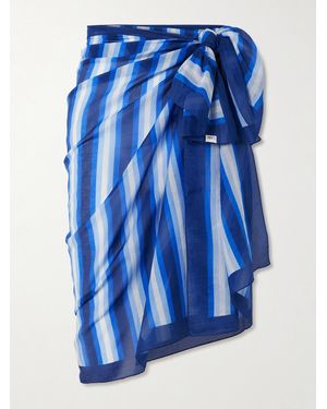 Lido Pareo Aus Gestreiftem Voile Aus Einer Baumwoll-Seidenmischung - Blau