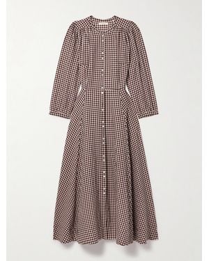 Doen Marielle Checked Organic Cotton-Flannel Midi Dress - Brown
