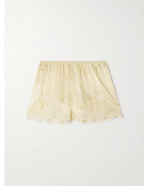 Doen Iona Lace-Trimmed Silk-Satin Shorts - Natural