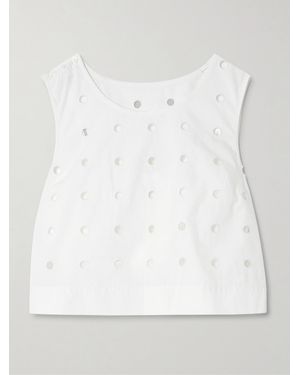 Posse Peggy Broderie Anglaise Cotton-Poplin Tank - White