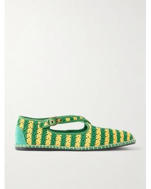 Polo Ralph Lauren Logo-Embroidered Striped Crocheted Espadrilles - Green