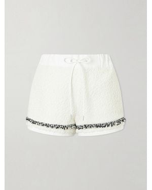 Sacai Canvas-Trimmed Bouclé-Tweed Shorts - White
