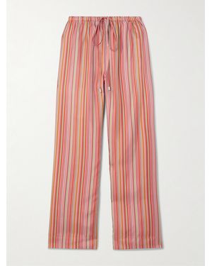 Comme Si Striped Silk-Twill Straight-Leg Trousers - Pink