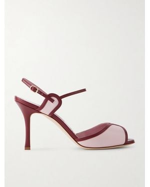 Manolo Blahnik Todda 90 Two-Tone Leather Sandals - Pink