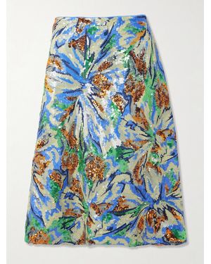 Rabanne Sequined Crepe Midi Skirt - Blue