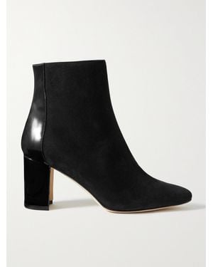 Manolo Blahnik Rosie 70 Patent-Leather And Suede Ankle Boots - Black