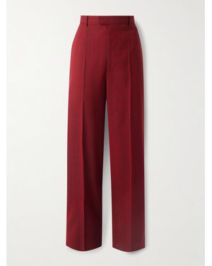 Bottega Veneta Striped Wool-Blend Trousers - Red
