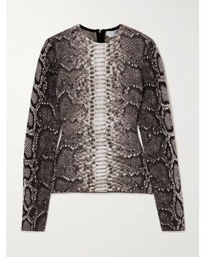 Gabriela Hearst Asha Snake-Print Cashmere And Silk-Blend Jacquard Top - Black