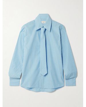 Kallmeyer Billie Tie-Detailed Striped Cotton-Poplin Shirt - Blue
