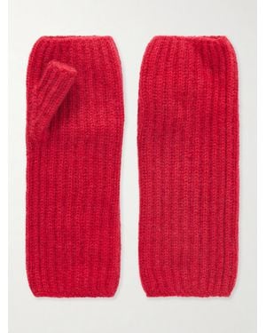 Johnstons of Elgin Della Ribbed-Knit Cashmere Gloves - Red