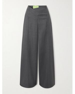 GAUGE81 Tora Pinstriped Wool Wide-Leg Trousers - Grey