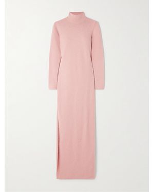 Siedres Embroidered Stretch-Knit Turtleneck Maxi Dress - Pink