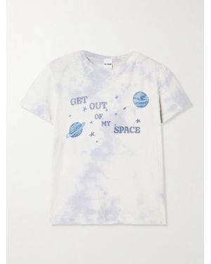 RE/DONE My Space T-Shirt Aus Baumwoll-Jersey Mit Batikmuster Und Print - Weiß