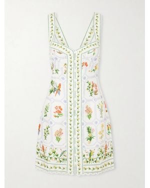 FARM Rio Tropical Porcelain Printed Linen Mini Dress - White