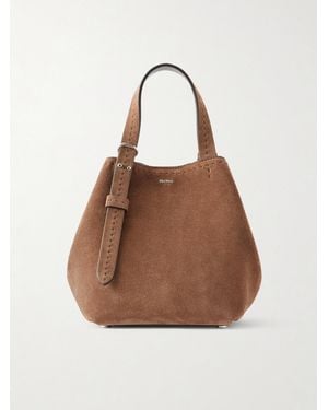 Max Mara Archetipo Logo-Embellished Suede Tote - Brown