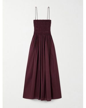 Matteau Shirred Organic Cotton Midi Dress - Purple