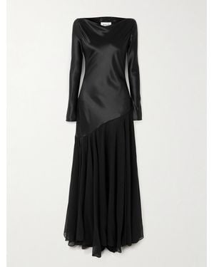 TOVE Cordelia Silk-Satin And -Chiffon Gown - Black