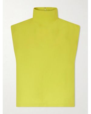 Alaïa Paper-Blend Turtleneck Top - Yellow