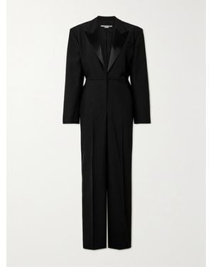 Stella McCartney Net Sustain Satin-Trimmed Wool Jumpsuit - Black