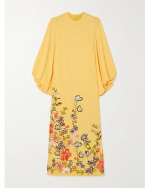 Costarellos Zinnia Embroidered Crepe Gown - Yellow