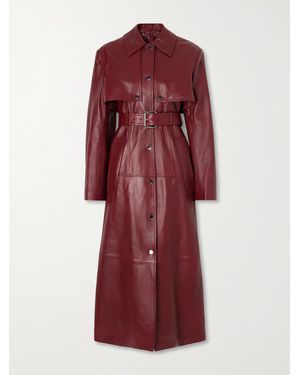 Sportmax Belted Leather Trench Coat - Red