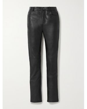 DEADWOOD Net Sustain Phoenix Leather Straight-Leg Trousers - Black
