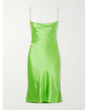 Saint Laurent Draped Silk-Satin Mini Dress - Green