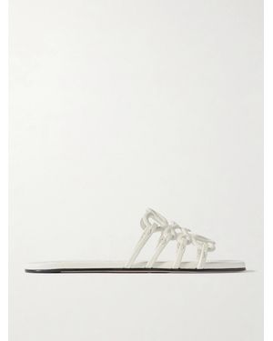 Loewe Petal Anagram Leather Slides - White