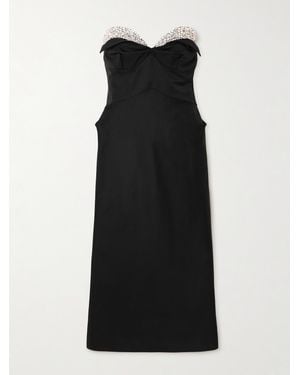 McQueen Strapless Crystal-Embellished Taffeta Midi Dress - Black