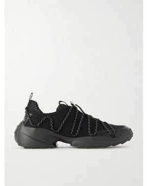Roger Vivier Viv On The Run Embellished Leather-Trimmed Mesh Trainers - Black